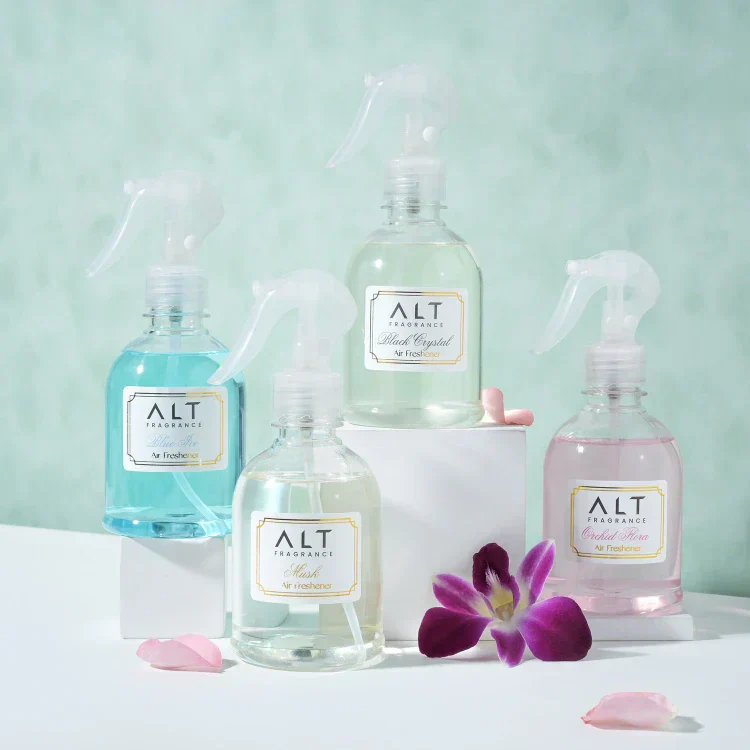 (Pack of 4)  Blue Ice, Orchid Flora,  Black Crystal & Musk - Air fresheners (300 ML x 4) Info - Image 5